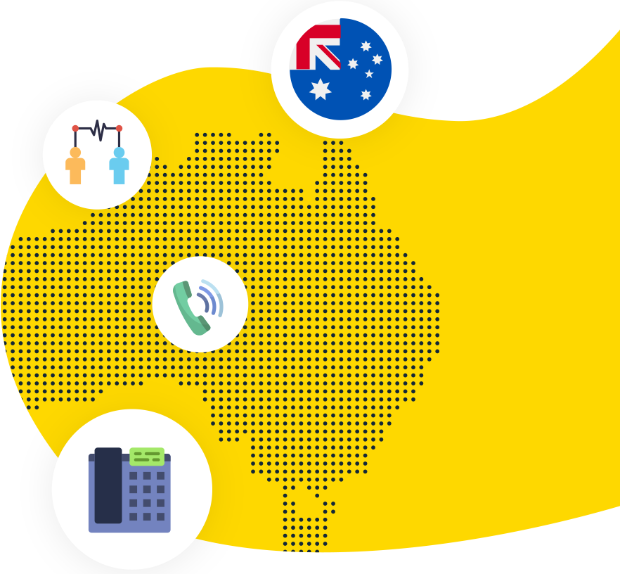 Image of Australia and telephone icons on it