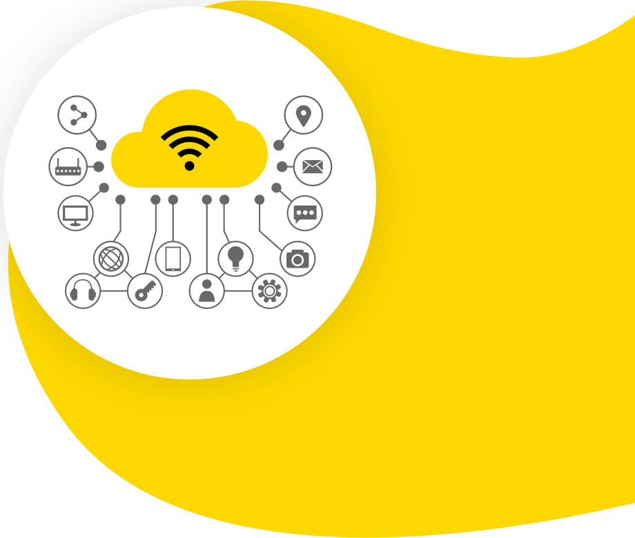 Image of lot's of devices connected to a data network